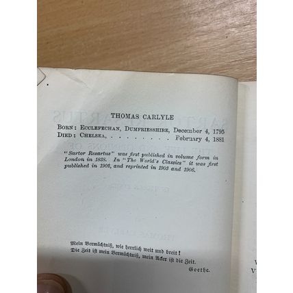 1906 "SARTOR RESARTUS" THOMAS CARLYLE ANTIQUE SMALL HARDBACK BOOK (P2)