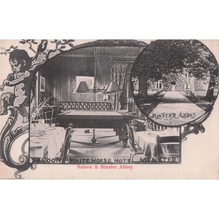Billiard Table Saloon White Horse Hotel Minster Kent Old Postcard