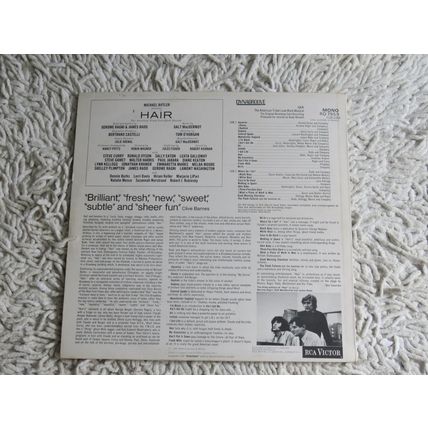 HAIR, BROADWAY CAST RECORDING VINYL LP.