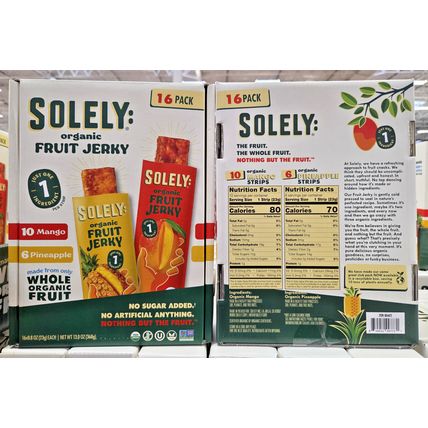 Solely NON-GMO Organic Fruit Jerky 10 Mango & 6 Pineapple 13oz 368g (2 Boxes)