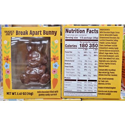 Trader Joe's Break Apart Bunny 2.47oz 70g (2 Boxes)