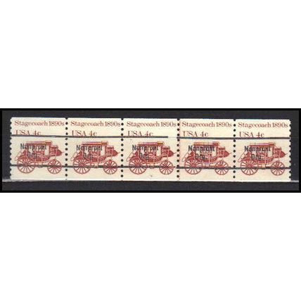1898Ab 4c Stagecoach Fine MNH Dry Gum PNC 5/5 Line Gap AA0046