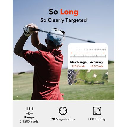 REDTIGER Golf Rangefinder with Slope, 1200 Yards Laser Range Finder Golfing, 7X