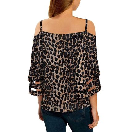 Leopard Cold Shoulder Blouse