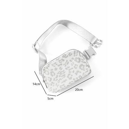 White Leopard Print Buckle Canvas Chest Bag 20*5*14cm