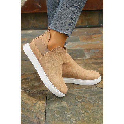 Camel High Top Slip-on Casual Sneakers