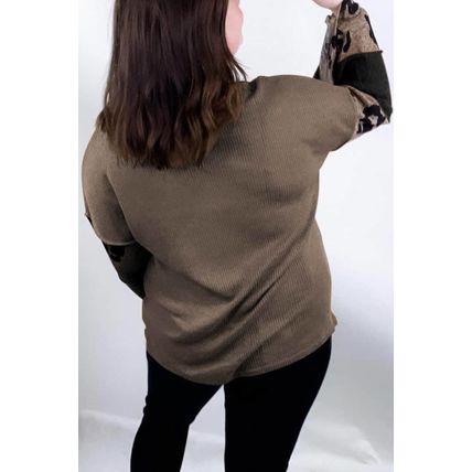 Multicolour Colorblock Patchwork V-Neck Loose Sleeve Knit Top