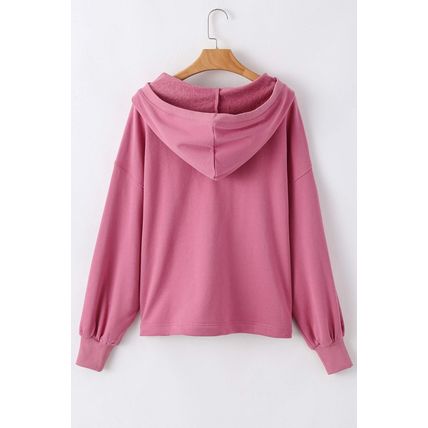 Valerian Solid Kangaroo Pocket Half Zipper Oversized Hoodie