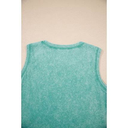 Sea Green Mineral Wash Tank Mini Dress with Pockets