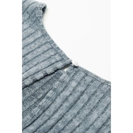 Dusk Blue Ribbed Keyhole Short Sleeve Wide Leg Jumpsuit