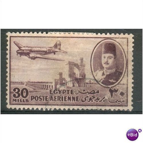 Egypt stamps 1947 - SG329 - King Farouk, Delta Barrage & Douglas Dakota 30m used