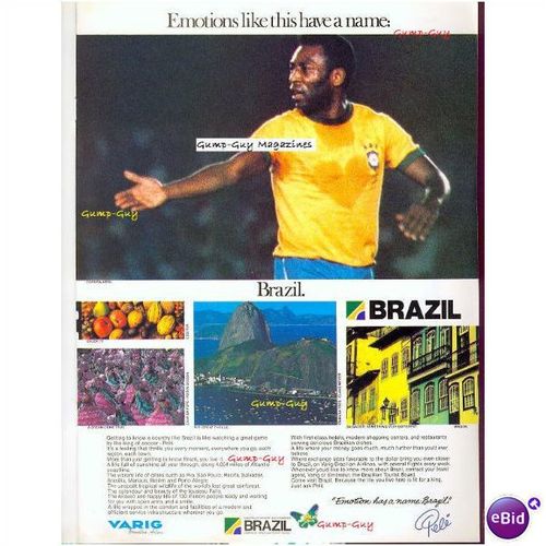 Vintage Print Ad Travel Brazil Pele Promoting Tourism Soccer Football Advert