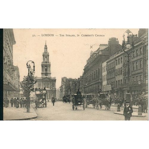 Vintage Universal Postal Union PC - London - The Strand, St. Clement's Church