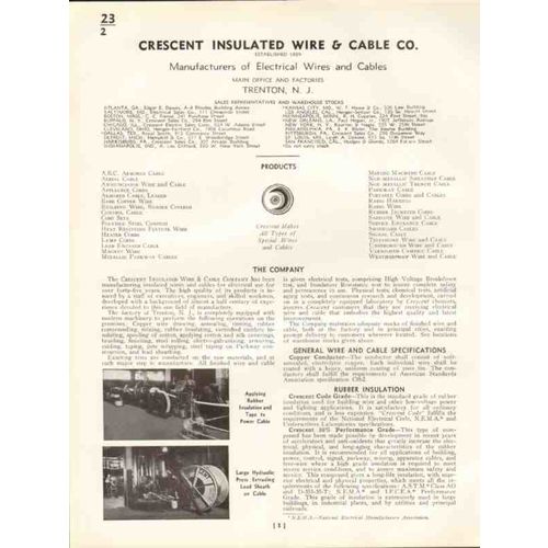 crescent insulated wire cable company 1938 electrical vintage catalog
