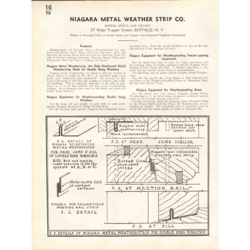 niagra metal weather strip company 1938 doors windows vintage catalog