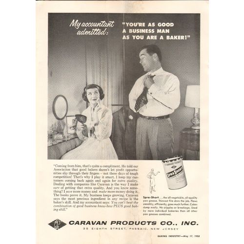 caravan products company 1958 good business man baker vintage ad