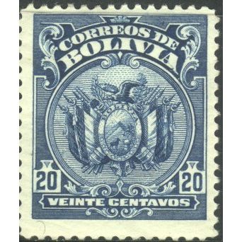 Bolivia 1919 - SG180 - 20c blue - Arms - MH