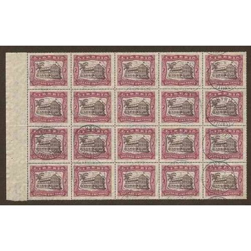 Liberia #215 USED Block of 20 1923 Greenville cancels