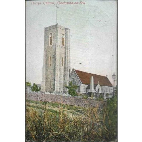 Gorleston-on-Sea, Norfolk - Parish Church - Hartmann postcard -Holmwood pmk 1909