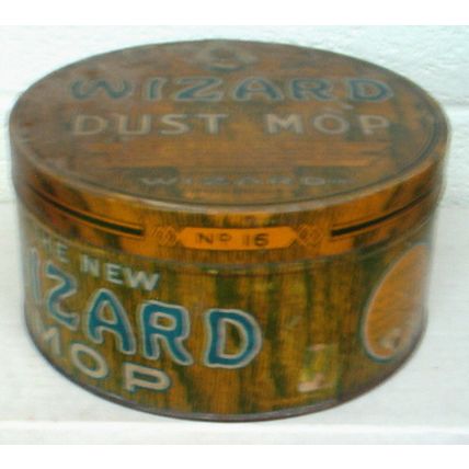 VINTAGE ' WIZARD DUST MOP ' TIN Can
