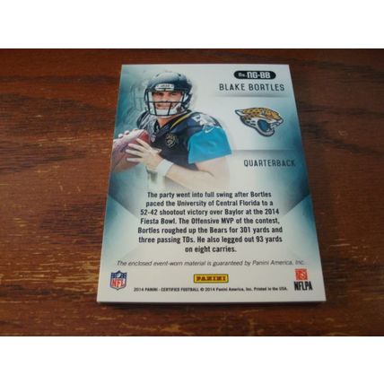 2014 Certified, New Generation, Patch #'d 294/599, BLAKE BORTLES RC, Jaguars