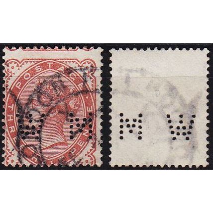 ENGLAND GREAT BRITAIN [1880] MiNr 0057 ( OO/used ) [02] Firmenlochung perfin