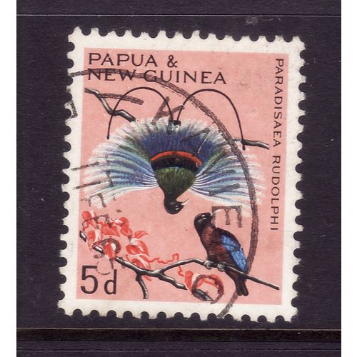 PAPUA NEW GUINEA 1964 5d BLUE BIRD OF PARADISE SG 63 FINE USED