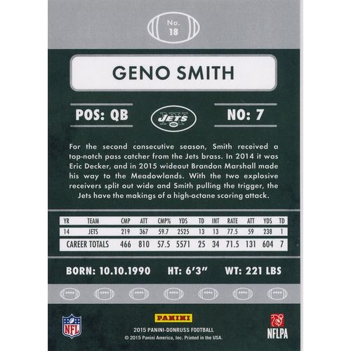 2015 Donruss Football 18 Geno Smith New York Jets