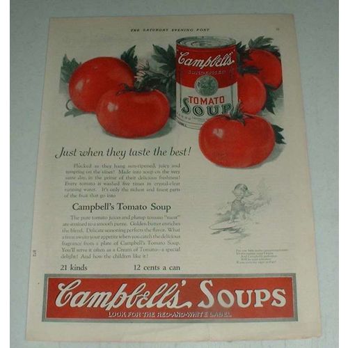 1923 Campbell's Tomato Soup Ad - Taste the Best