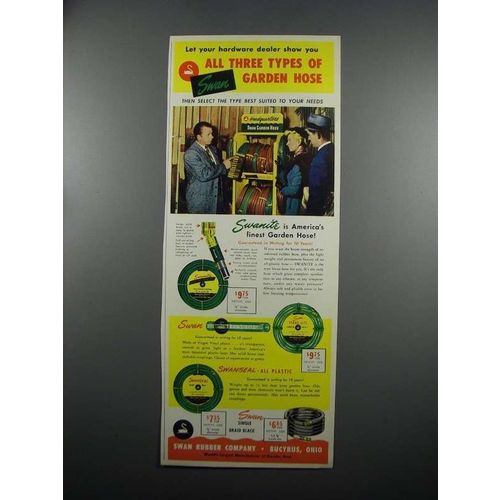 1953 Swan Rubber Garden Hoses Ad - Swanrite, Swanseal