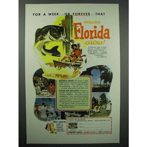 1954 Florida Tourism Ad - For A Week or Forever