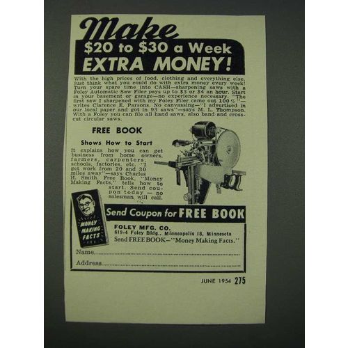 1954 Foley Automatic Saw Filer Ad - Make Extra Money