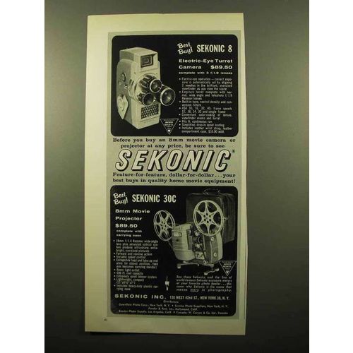 1960 Sekonic 8 Movie Camera and 30C Projector Ad