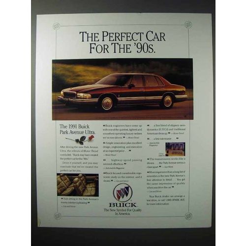 1991 Buick Park Avenue Ultra Car Ad - Perfect for 90s