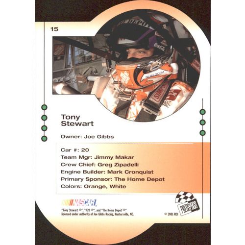 2001 Press Pass Trackside Tony Stewart-Die Cut