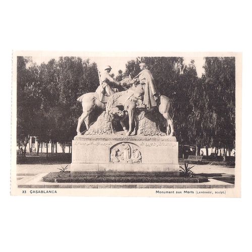 MONUMENT AUX MORTS, CASABLANCA, MOROCCO unused vintage postcard