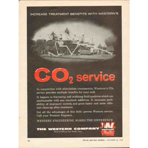 WESTERN COMPANY 1962 Increase treatment benefit CO2 service vintage ad
