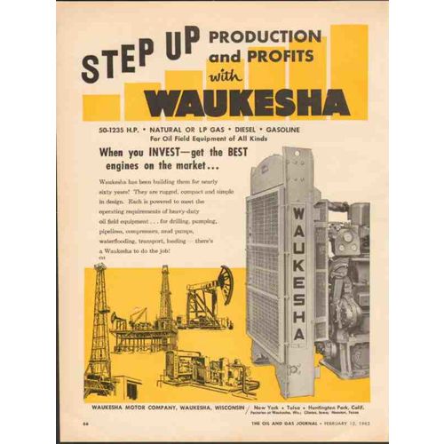 WAUKESHA MOTOR COMPANY 1962 Step Up production profits oil vintage ad