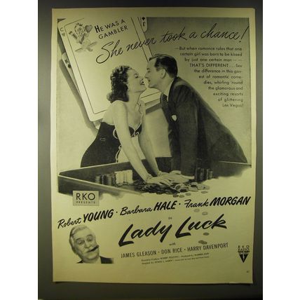 1946 Lady Luck Movie Advertisement - Robert Young and Barbara Hale