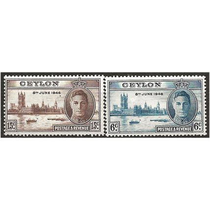 Ceylon 1946 Victory Set SG400-401 Mounted Mint . .. .