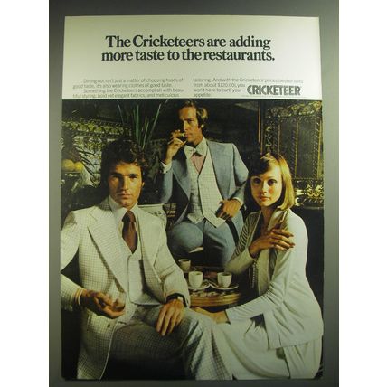 1974 Cricketeer Vested Suits Ad - Adding more taste to the restaurants