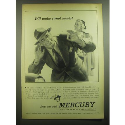 1945 Mercury Cars Ad - It'll make sweet music