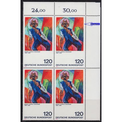 GERMANY BUND [1974] MiNr 0823 F5,III 4er ( **/mnh ) [01] Gemälde Plattenfehler