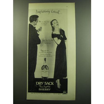 1949 Dry Sack Sherry Ad - Impressively Correct