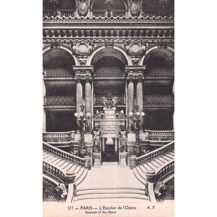 Paris L'Escalier De L'Opera Staircase Of Opera Antique French Postcard