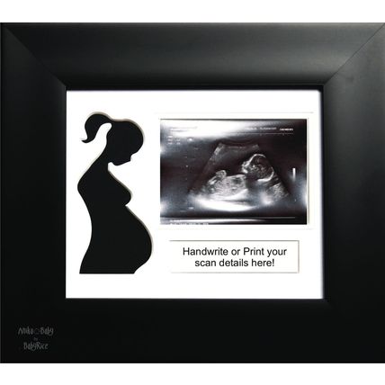 New Unique Pregnancy Maternity Gift Black Baby Scan Photo Foto Frame White Mount