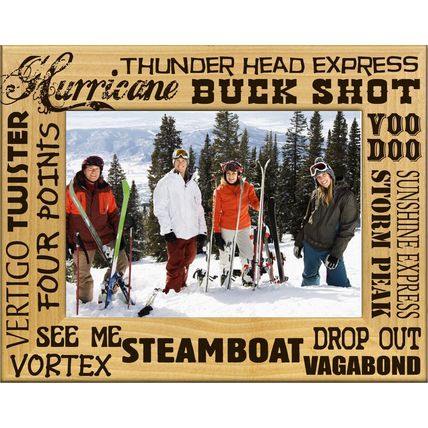 Steamboat Colorado Ski Runs Laser Engraved Wood Picture Frame Landscape (4 x 6)