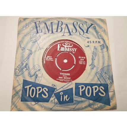 7" 1962. MIKE REDWAY .THINGS .45-WB 519..ONCE UPON A DREAM. ,EMBASSY .EXCELLENT