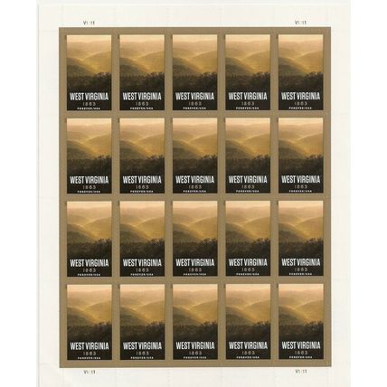 West Virginia Sheet of 20 Current Rate Postage Stamps Scott 4790