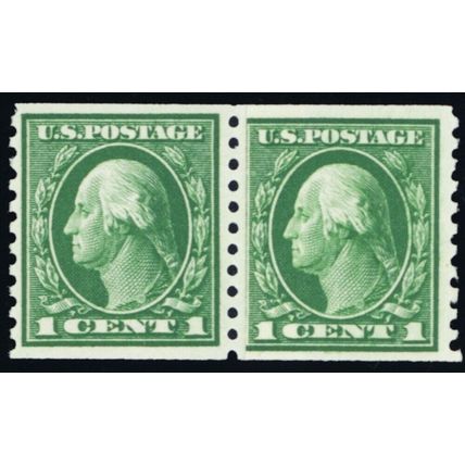 443, Mint VF NH 1¢ Paste Up Pair With PL# 6974 Under Tab - Stuart Katz